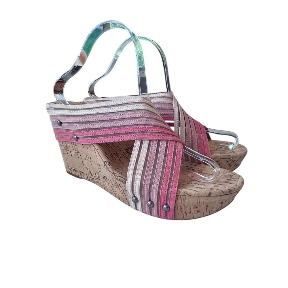 Lucky Brand Mykayla Cork Wedge Open Toe Sandals‎ Multicolor Women’s Size 9.5